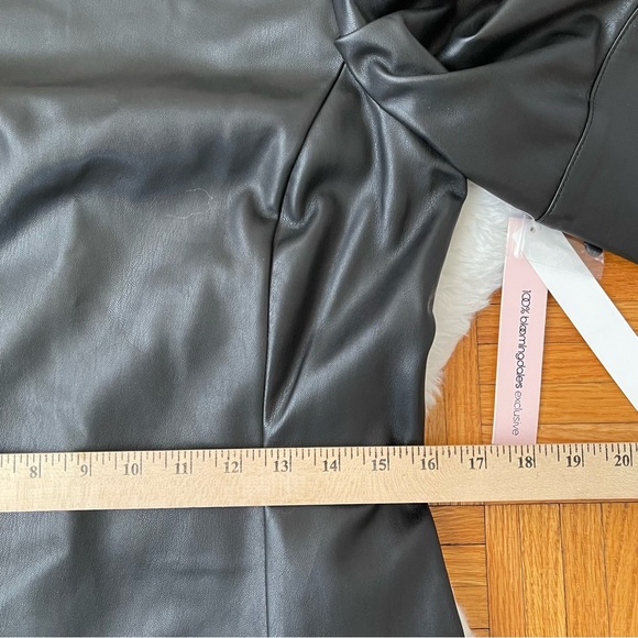 AQUA faux leather top black short sleeve Size Small - Picture 11 of 12